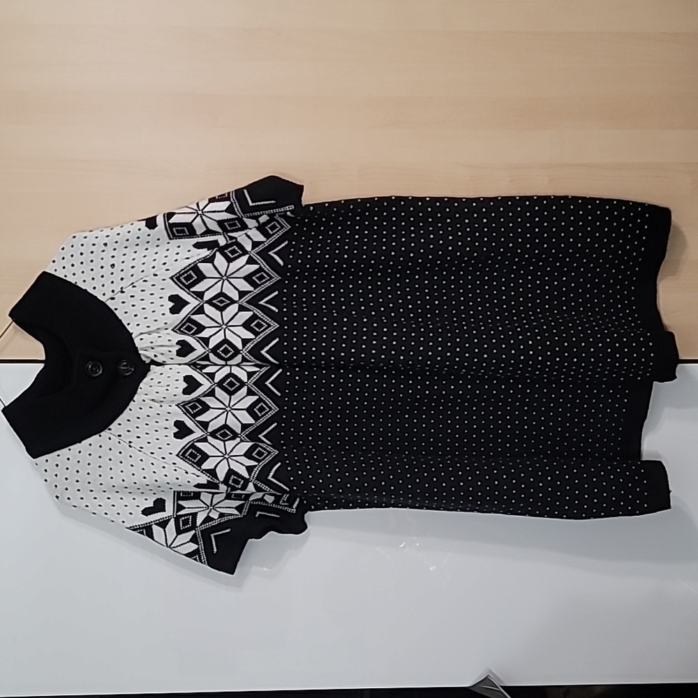 Woman's Allie & Rob II 2X Sweater Duster Jacket Black and Cream Gently‎ Preloved